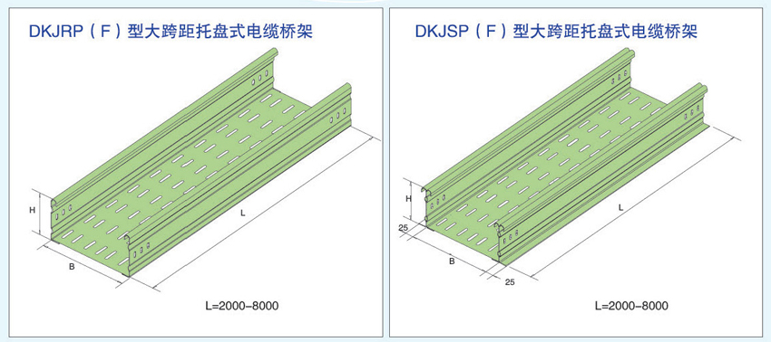 大跨距托盤式電纜橋架DKJRP(F) 和 DKJSP(F)型號